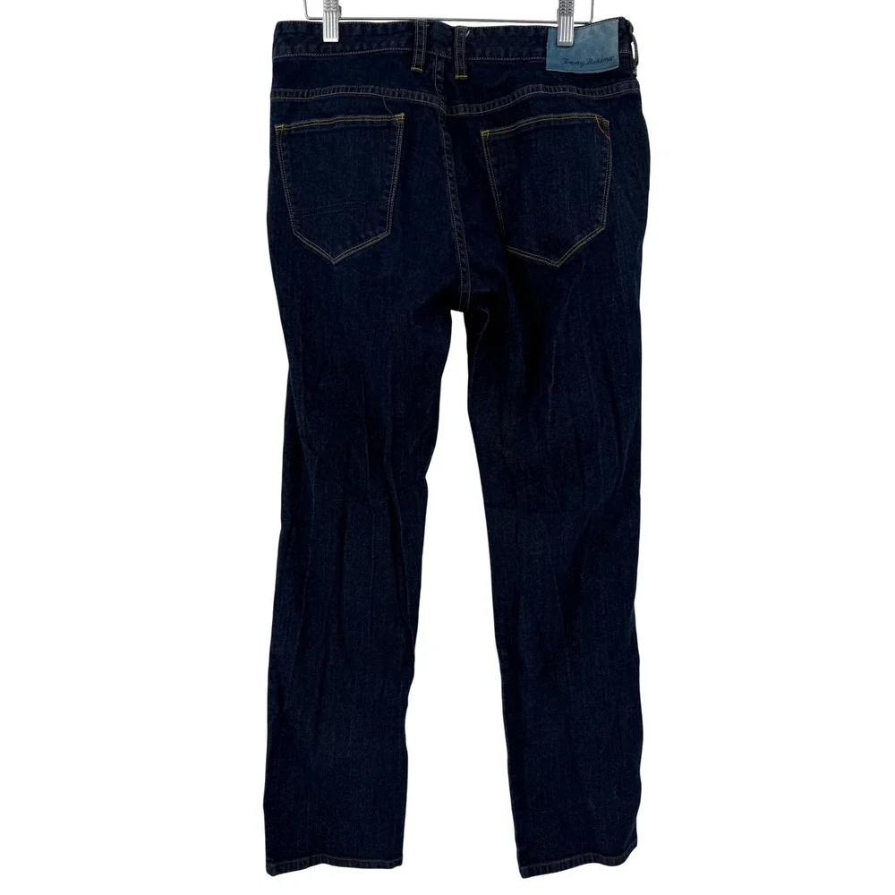 Tommy Bahama Mens 33x32 Vintage Straight Jeans Dark Wash Indigo Blue Denim